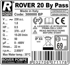 Rover BE-M 20 By-Pass bor és gázolajszivattyú